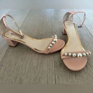 Lanvin Paris embellished pearl and crystal sandal with low heal size 39